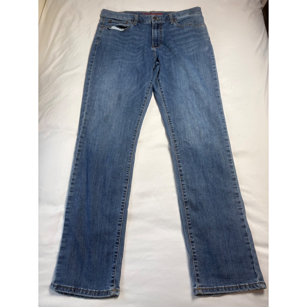 Lucky Brand 410 Athletic Straight Jeans Mens 34x34 Blue Denim Excellent Stretch